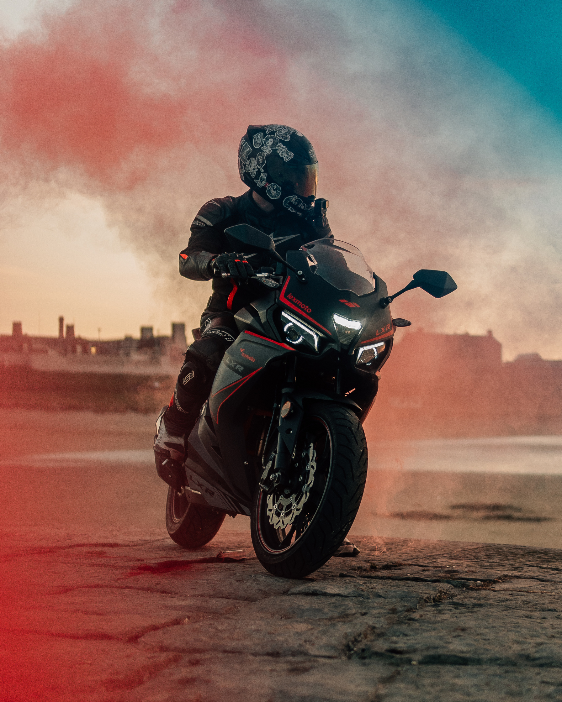Full Shot of a Person Riding a Motorcycle